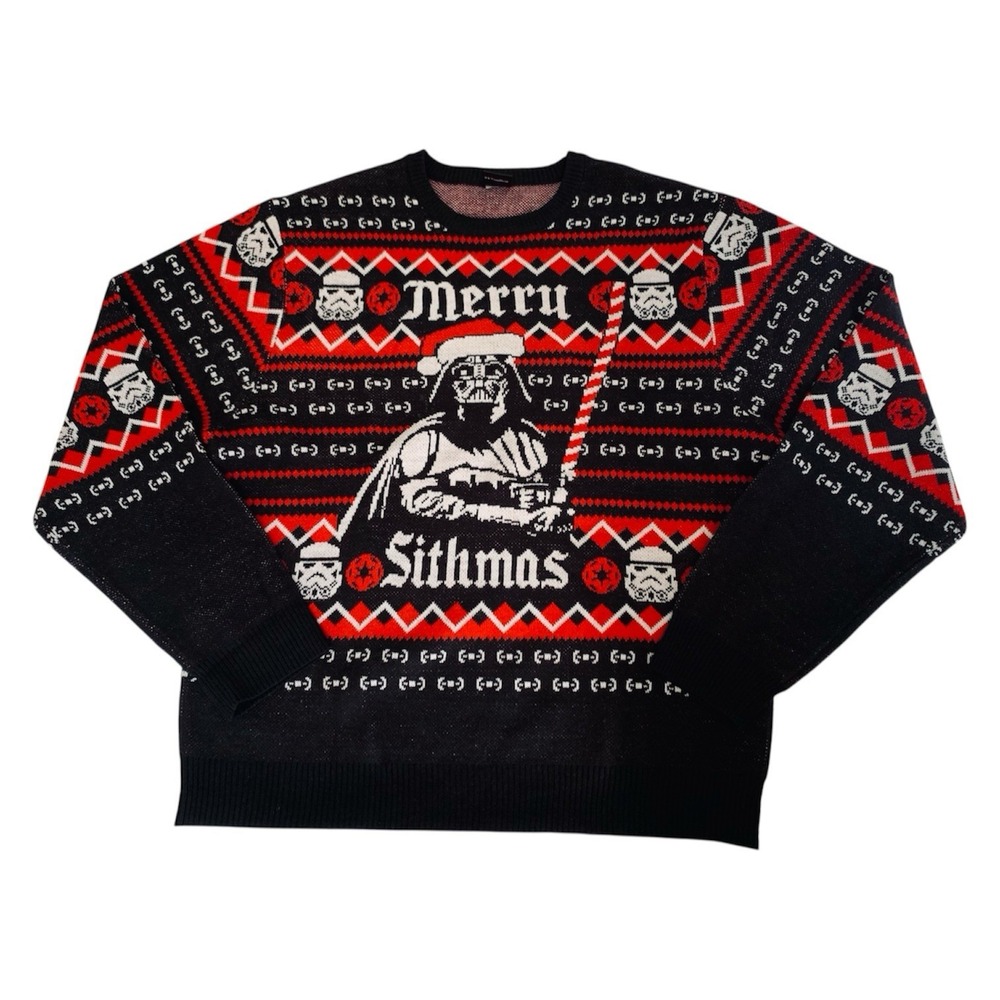 Star Wars Ugly Christmas Sweater Adult L* Darth Vader Merry Sithmas Black Red